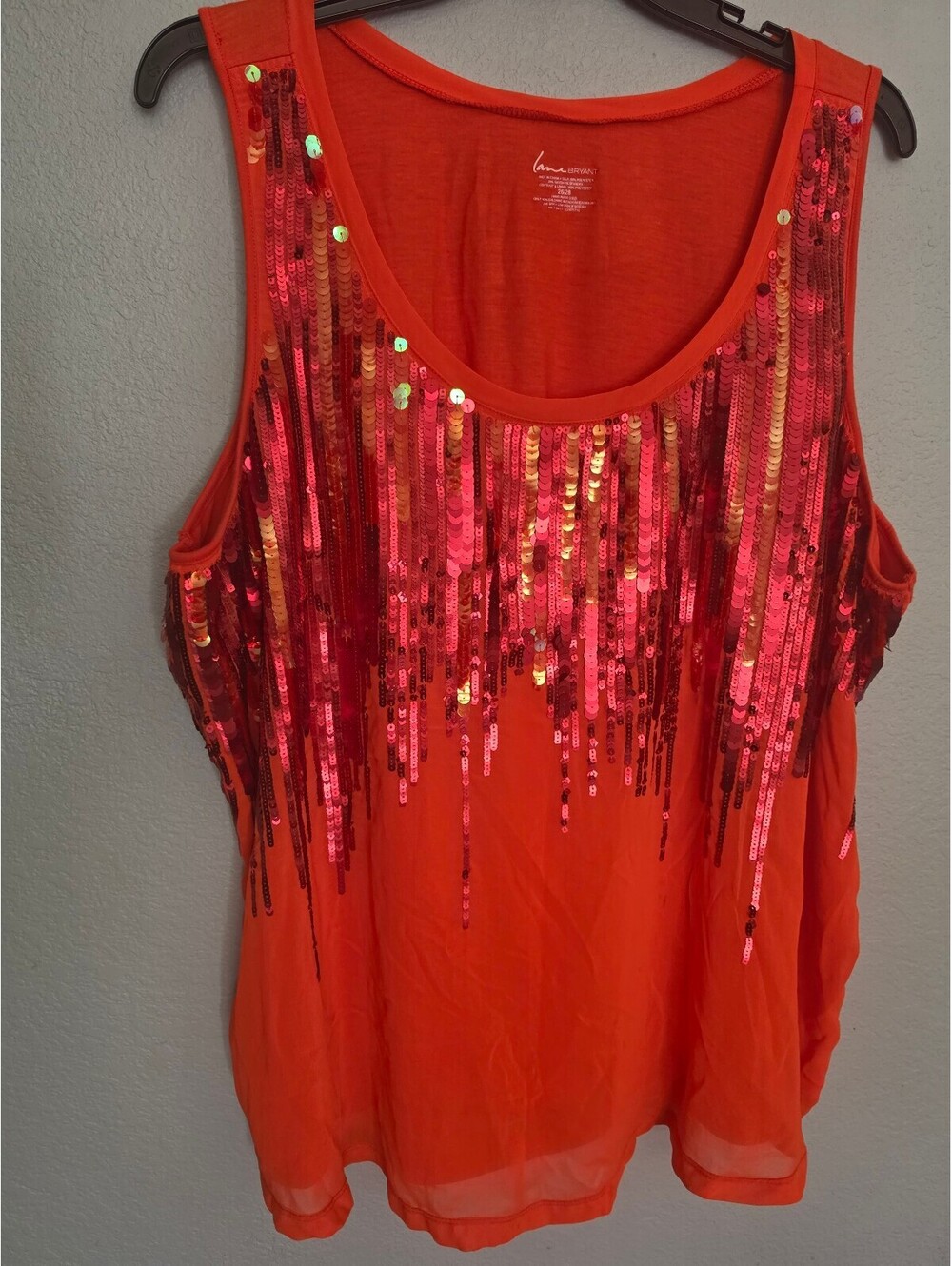 Lane Bryant Orange Sequin Embellished Sleeveless Tank Top Plus Size 26/28